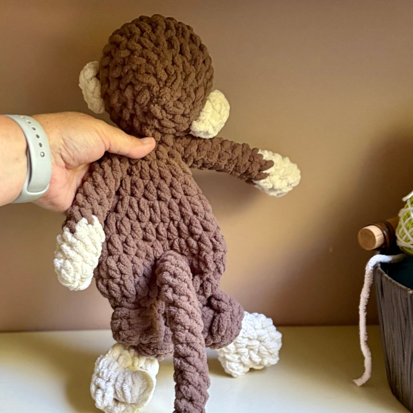 Brown Mav Monkey Snuggler (yarn eyes)
