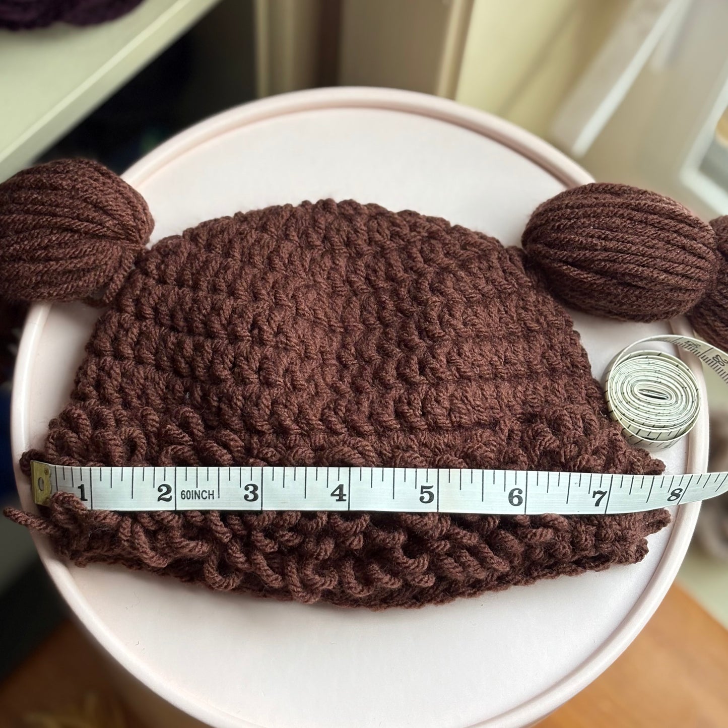 Cabbage Patch Kid Inspired Hat/Wig (0-3 months) - Mocha