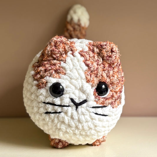 Large Plush Loaf Cat - Ivory and Orange Tweed (plastic eye)