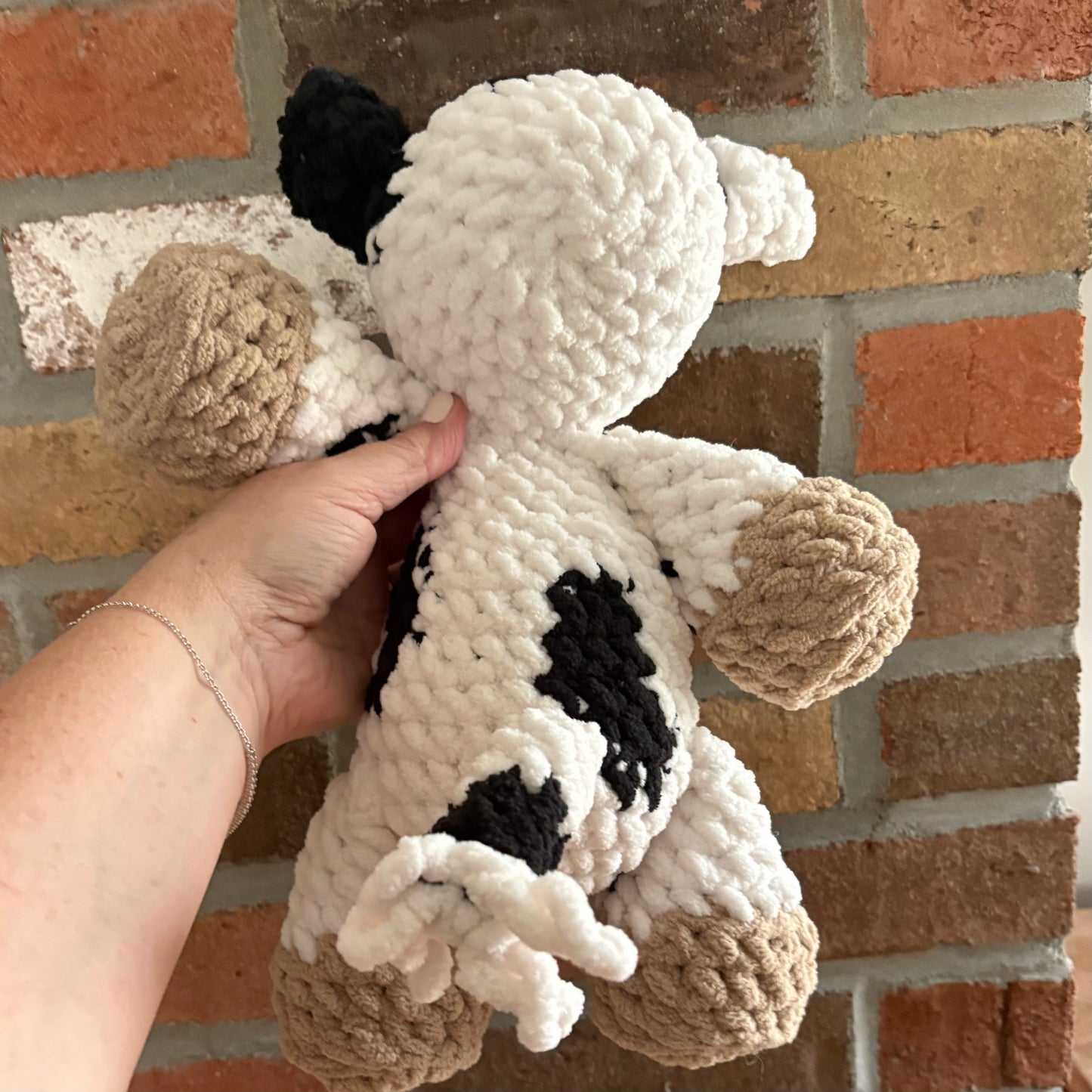 Plush Cow - (yarn eyes) Coal and Vintage White