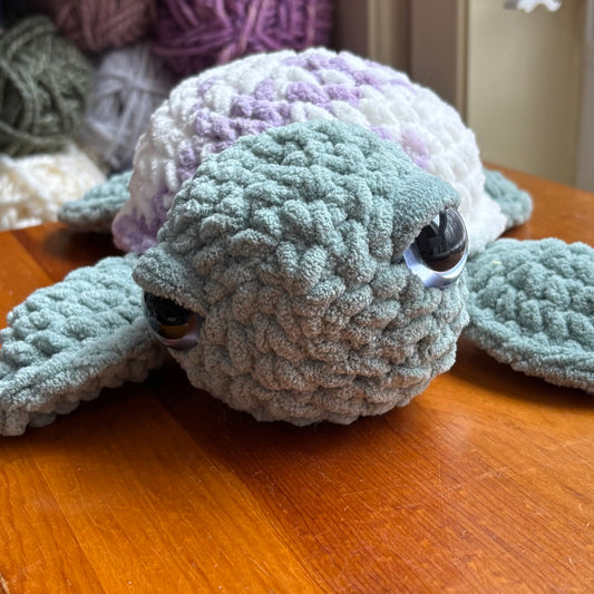 Plush Large Sea Turtle - Purple Tie Dye (plastic eye)