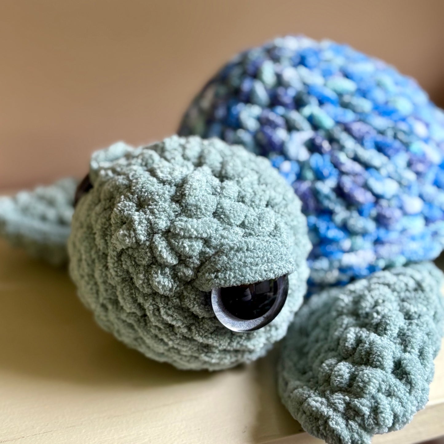 Plush Large Sea Turtle - Blue Waves (plastic eye)