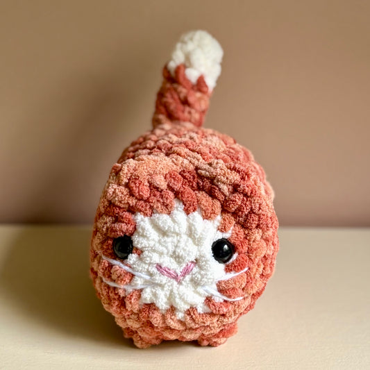 Small Plush Loaf Cat - Orange with White Face (plastic eye)
