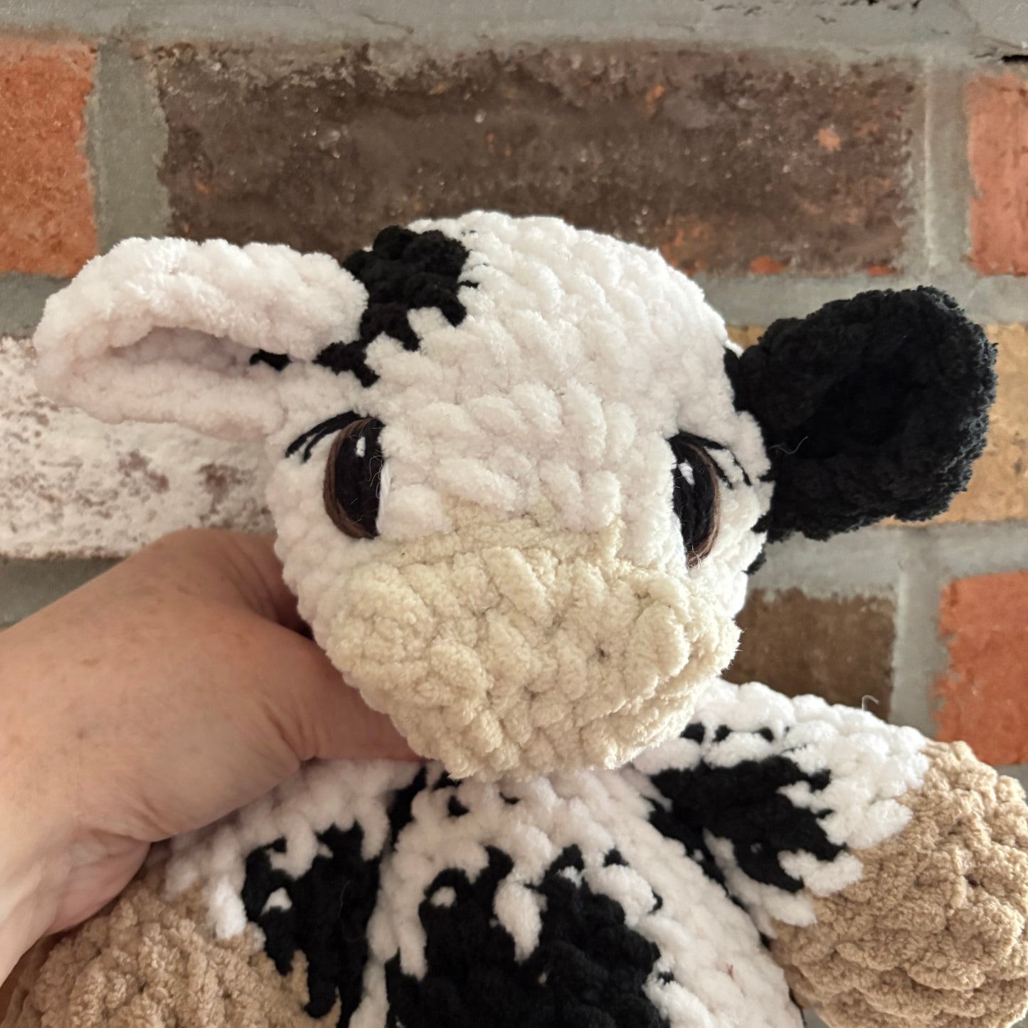 Plush Cow - (yarn eyes) Coal and Vintage White