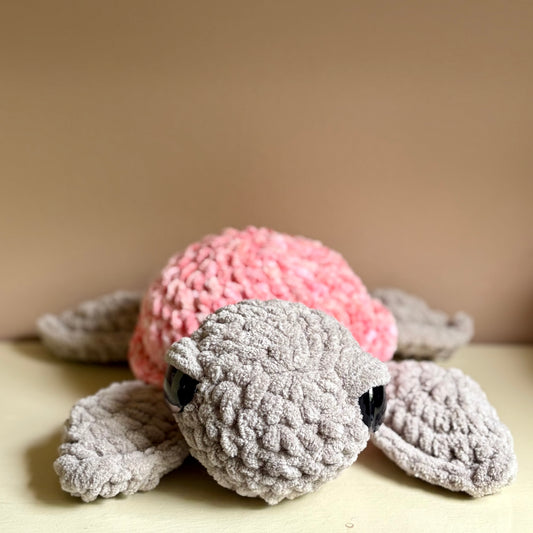 Plush Large Sea Turtle - Coral (plastic eye)