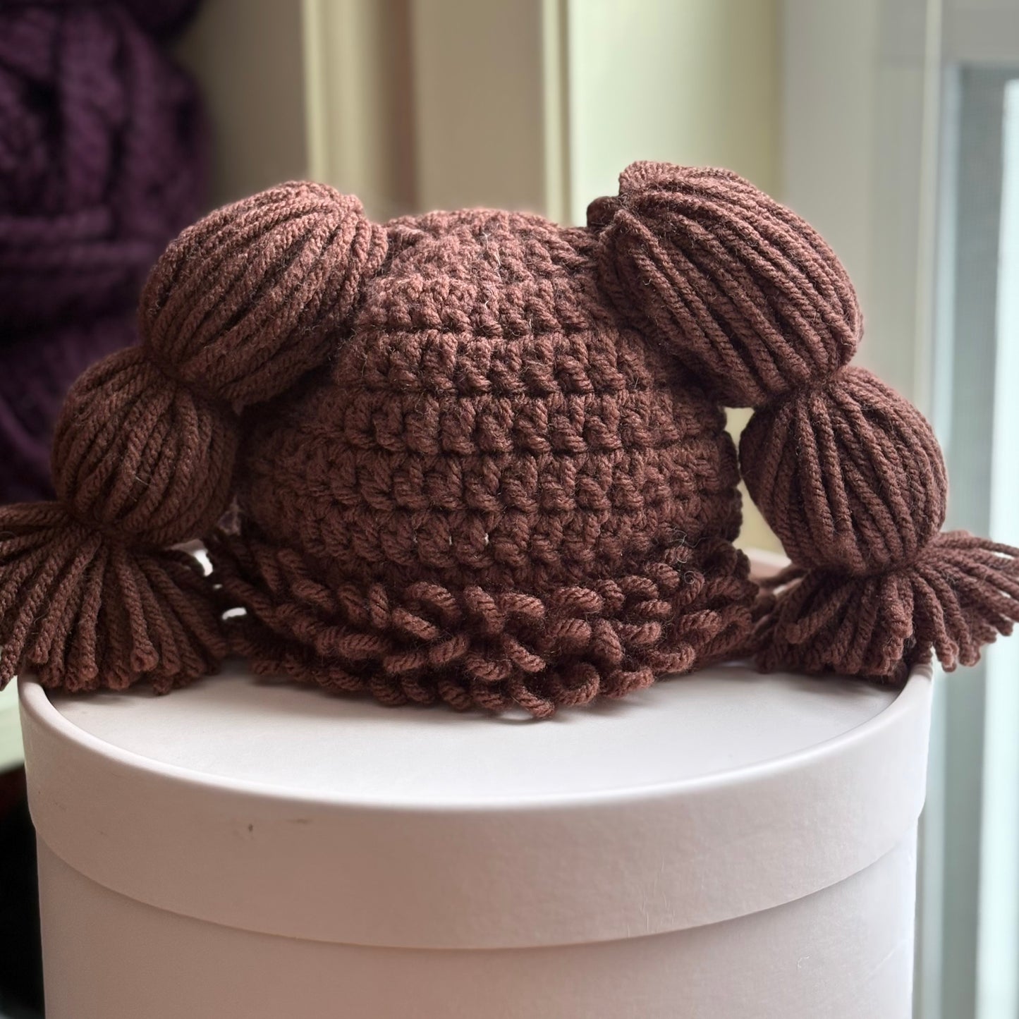 Cabbage Patch Kid Inspired Hat/Wig (Newborn) - Mocha