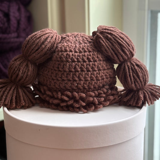 Cabbage Patch Kid Inspired Hat/Wig (Newborn) - Mocha