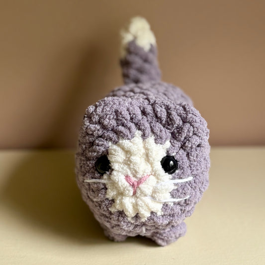 Small Plush Loaf Cat - Light Gray with White Face (plastic eye)