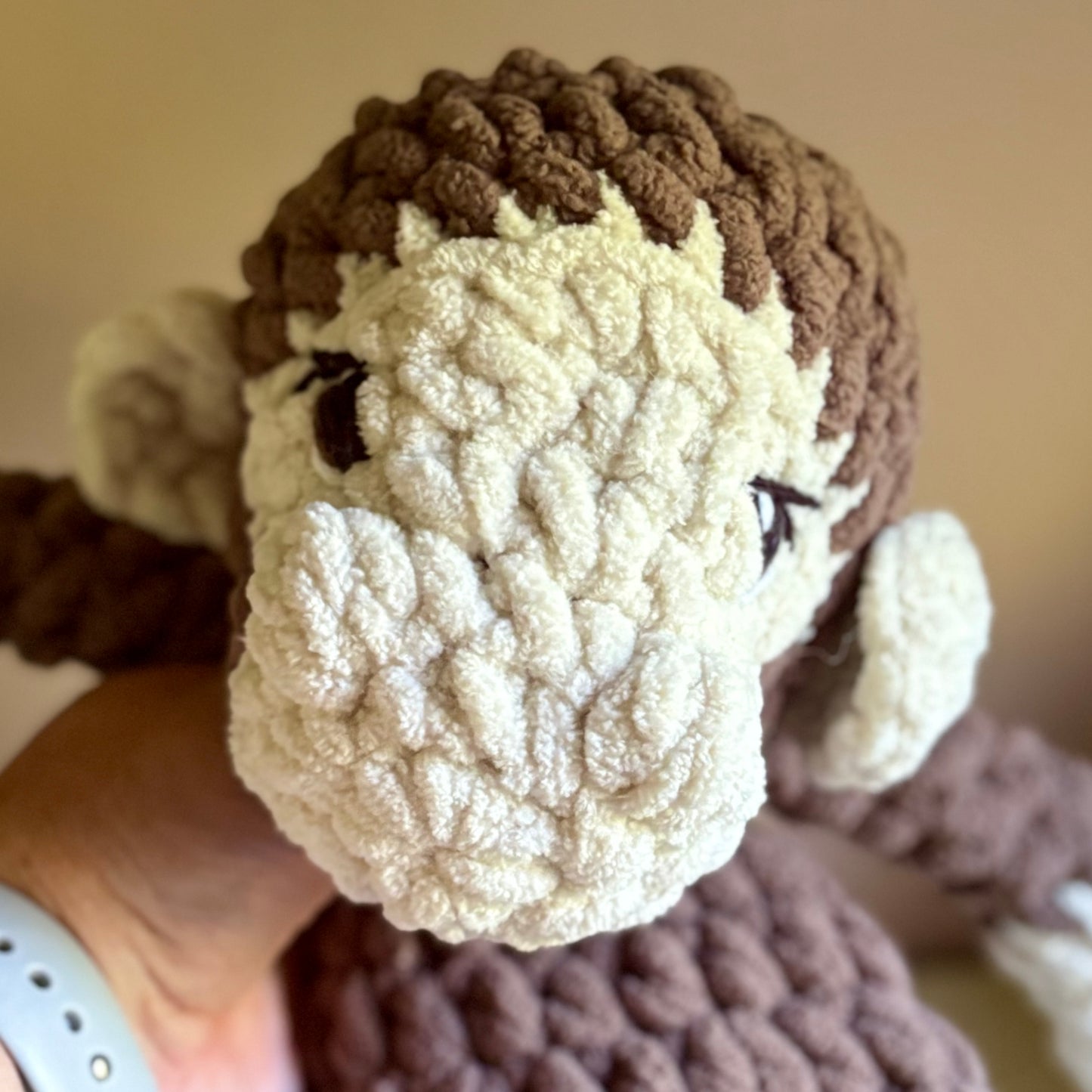 Brown Mav Monkey Snuggler (yarn eyes)