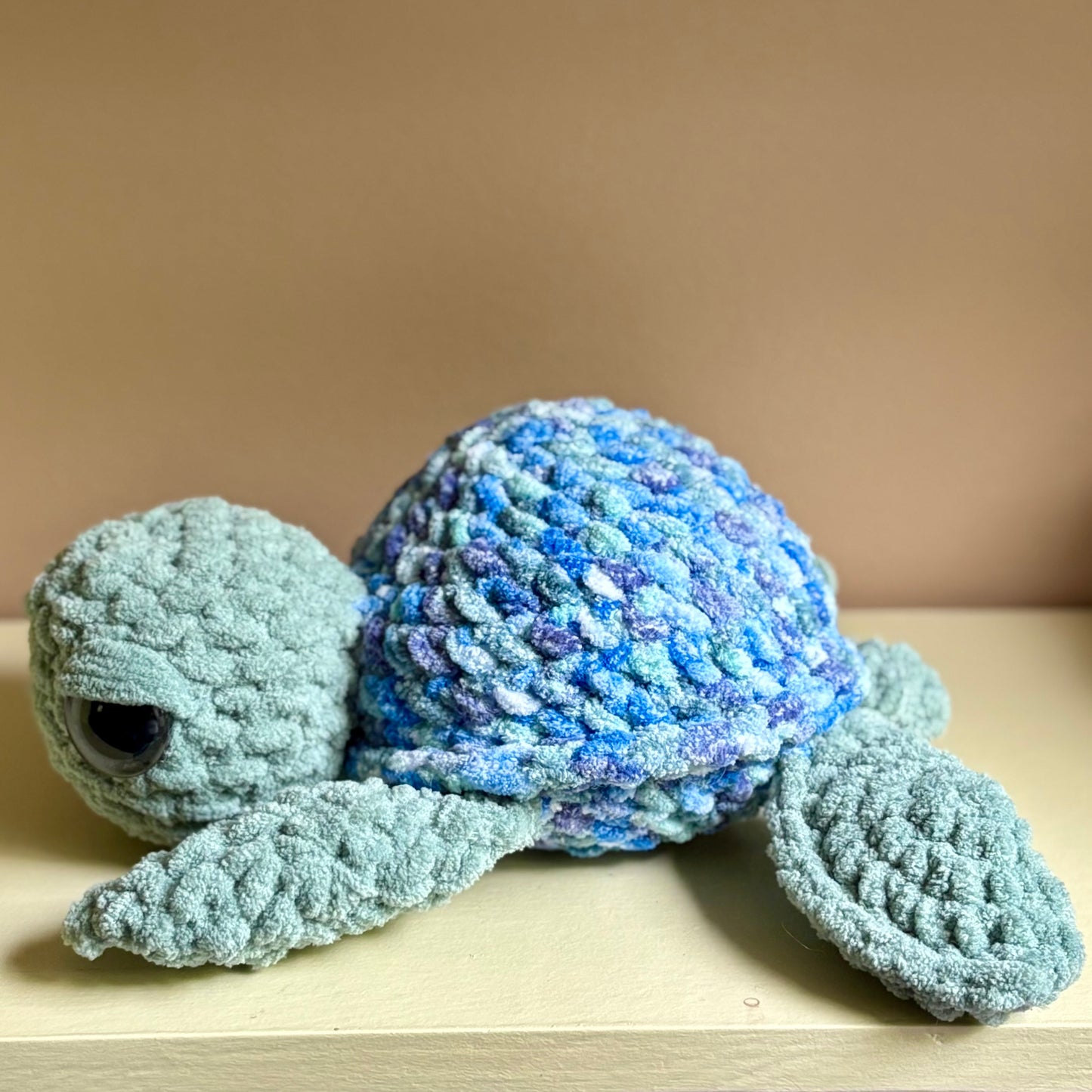 Plush Large Sea Turtle - Blue Waves (plastic eye)