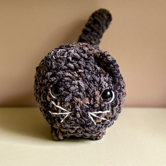 Medium Plush Loaf Cat - Black Calico (plastic eye)