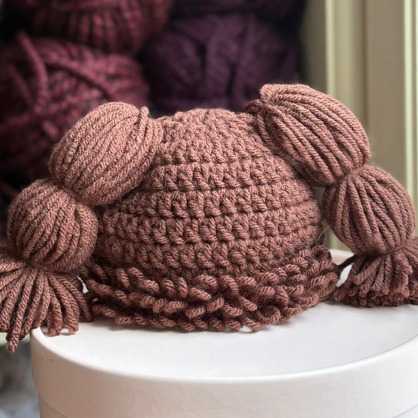 Cabbage Patch Kid Inspired Hat/Wig (Newborn) - Mocha