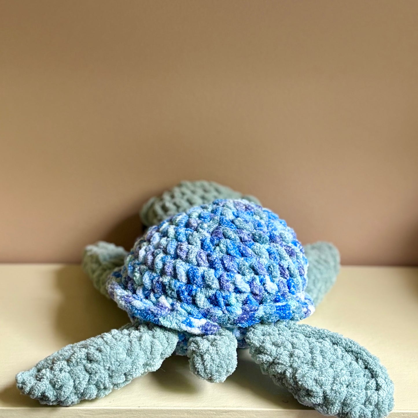 Plush Large Sea Turtle - Blue Waves (plastic eye)