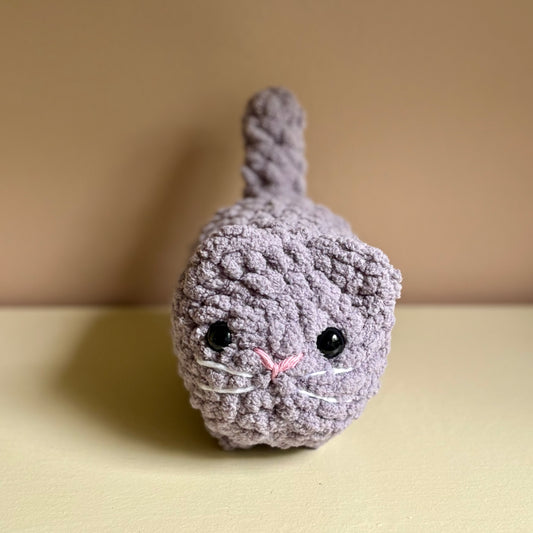 Small Plush Loaf Cat - Solid Light Grey (plastic eye)