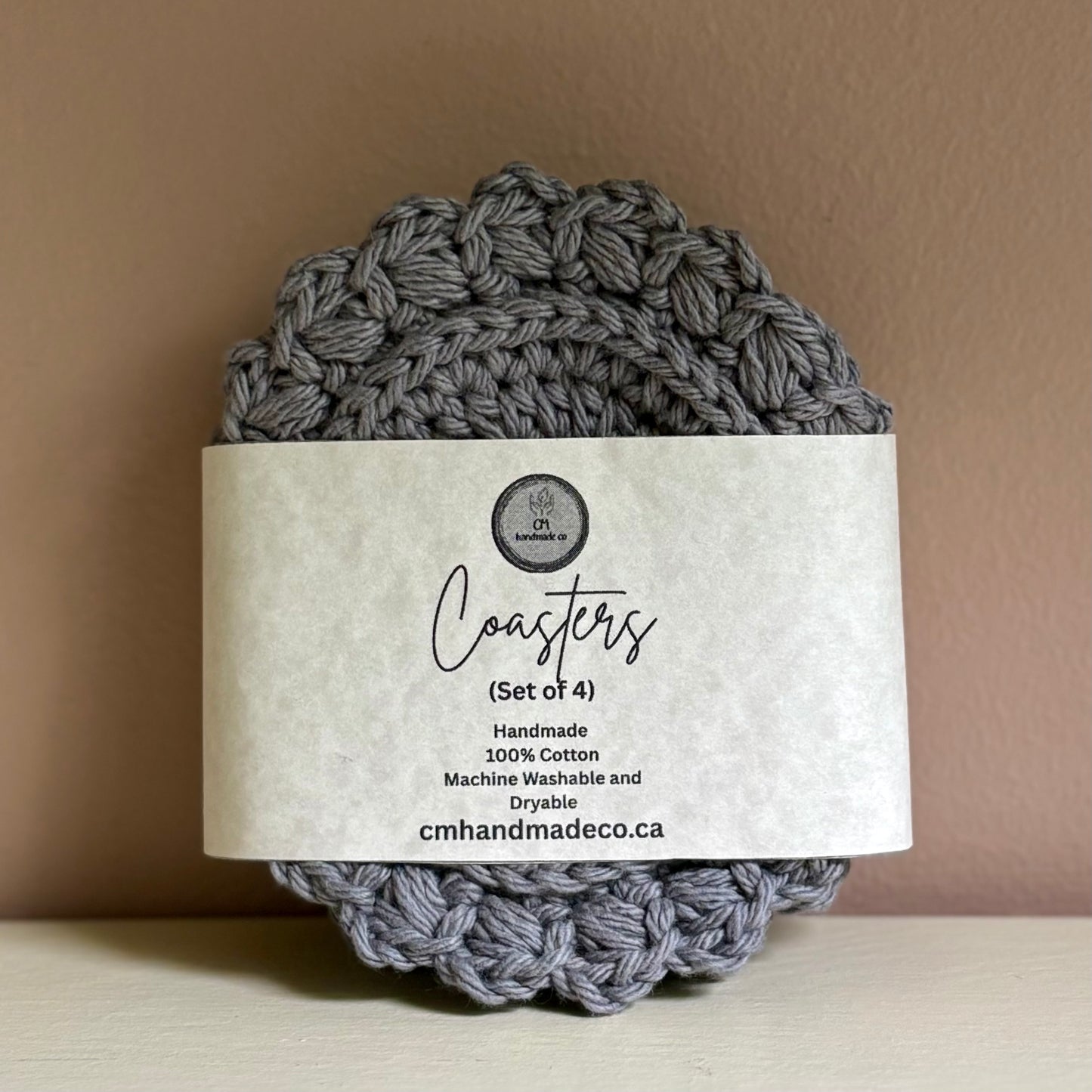 Set of 4 Puff Stitch Coasters - Pewter