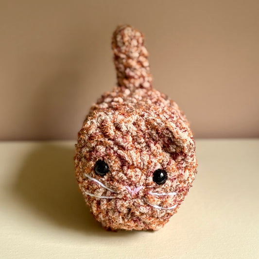 Small Plush Loaf Cat - Solid Orange Tweed (plastic eye)