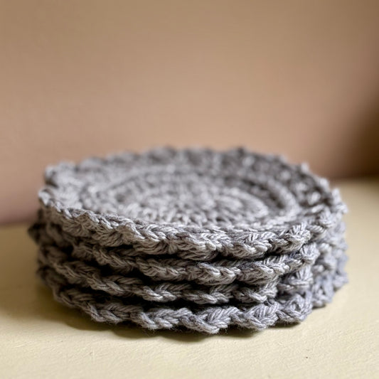 Set of 4 Puff Stitch Coasters - Pewter