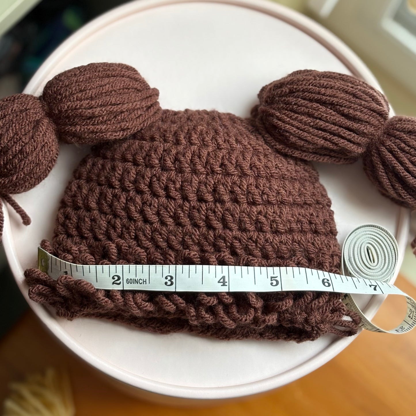 Cabbage Patch Kid Inspired Hat/Wig (Newborn) - Mocha