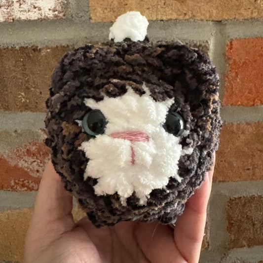 Small Plush Loaf Cat - Dark Gray with White Face (plastic eye)
