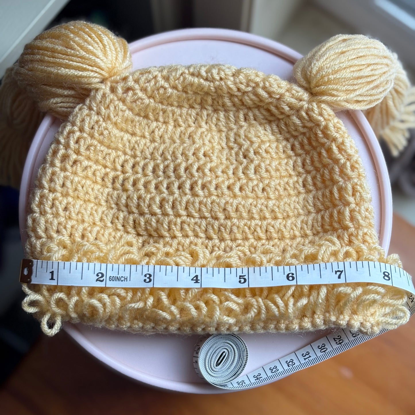 Cabbage Patch Kid Inspired Hat/Wig (9-12 months) - Cornmeal