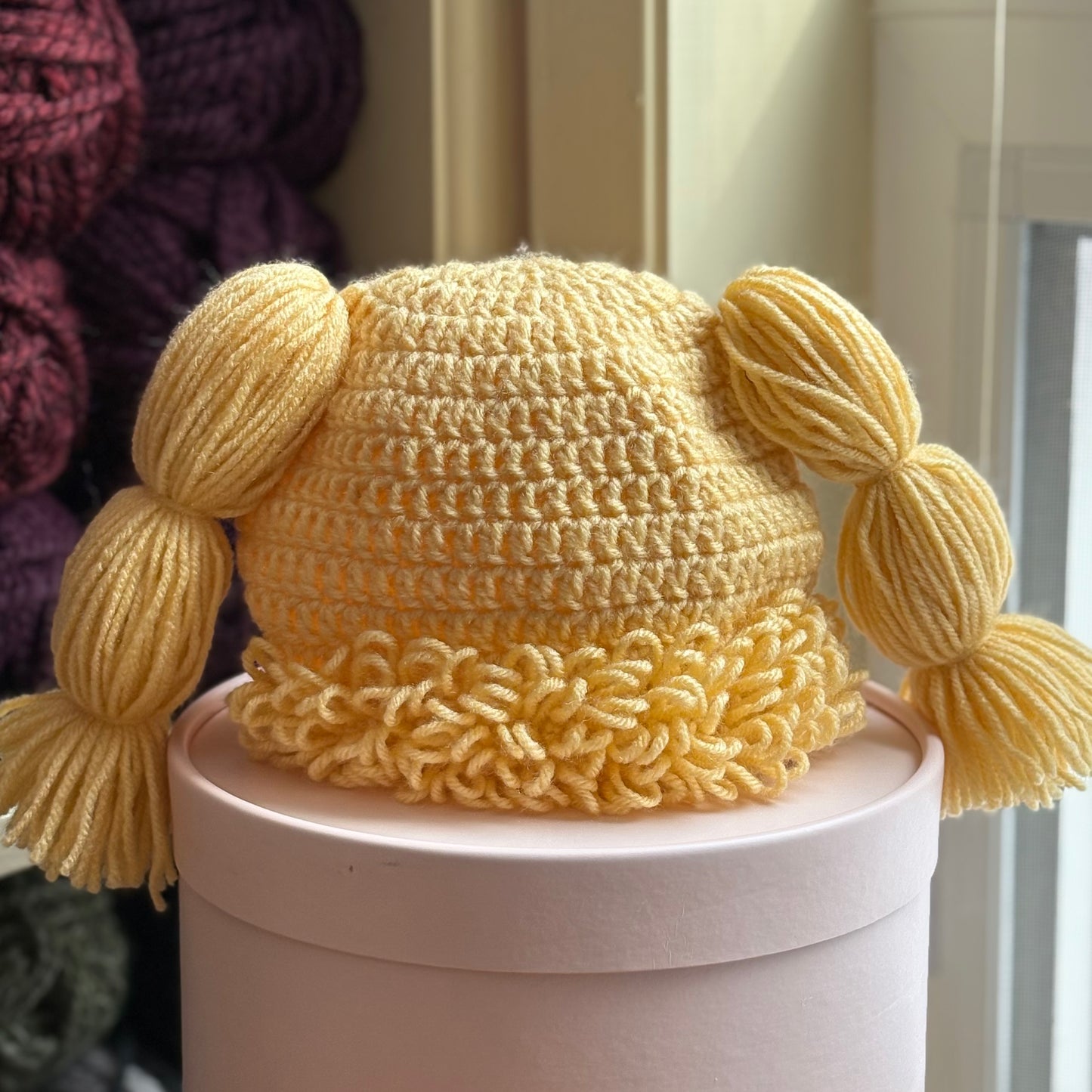 Cabbage Patch Kid Inspired Hat/Wig (9-12 months) - Cornmeal