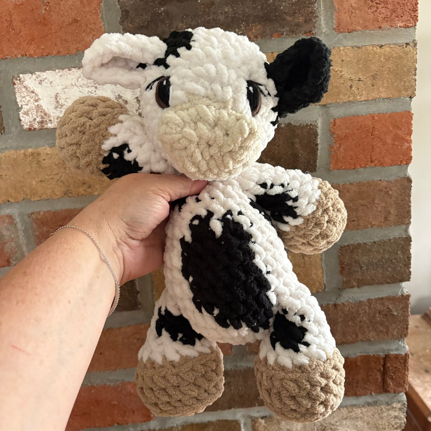 Plush Cow - (yarn eyes) Coal and Vintage White