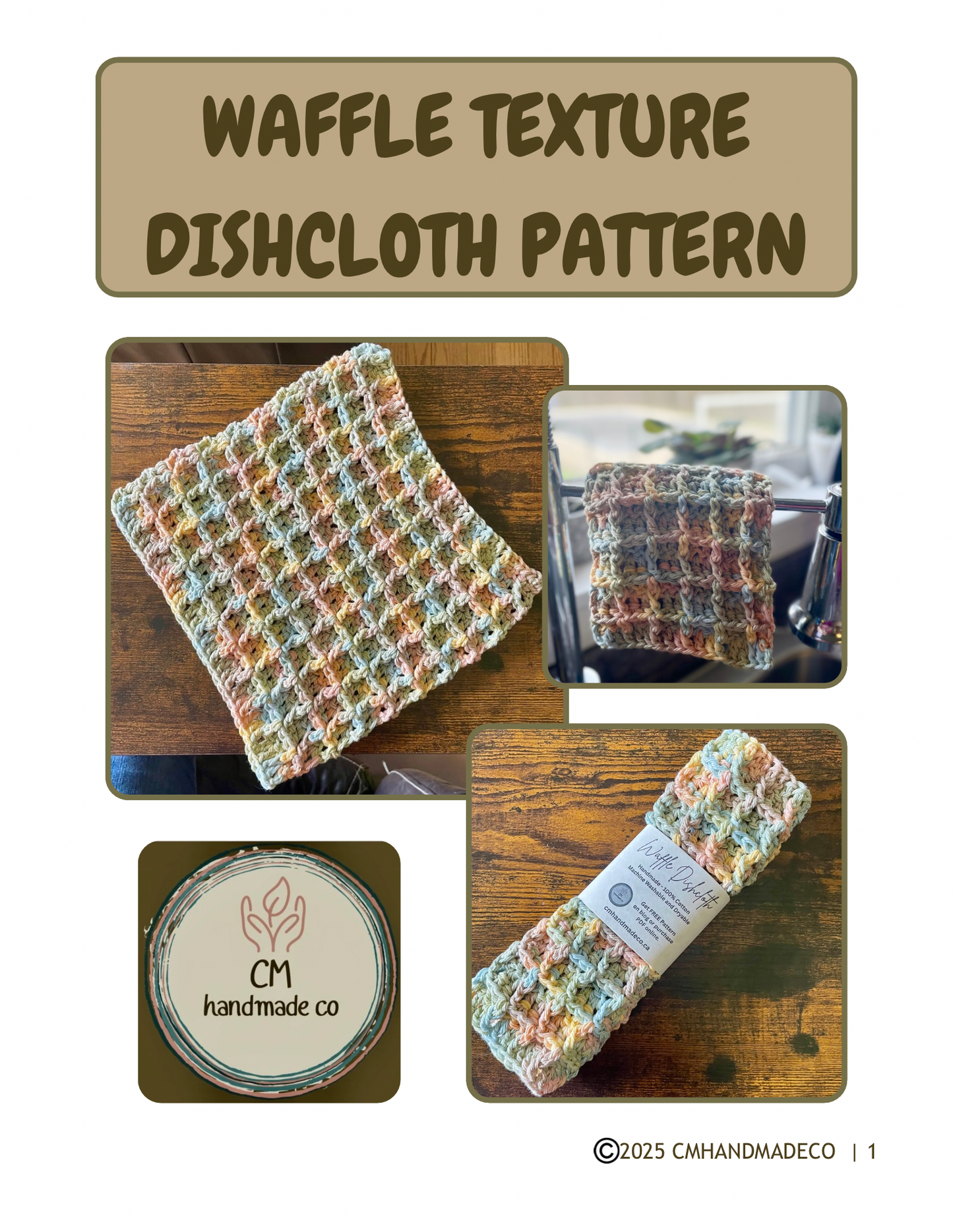 Waffle Texture Dishcloth Pattern - PDF CROCHET PATTERN